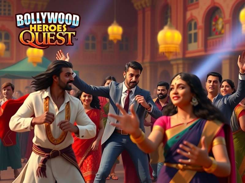 Bollywood Heroes Quest game screenshot showing Bollywood stars in action